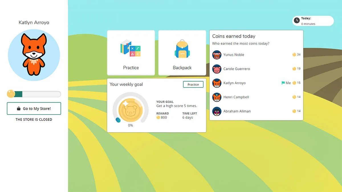 An image of a Freckle student screen