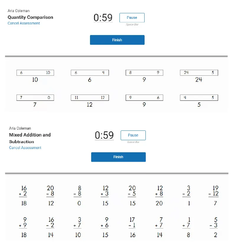 Star CBM Math sample images
