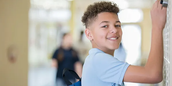 A student at his locker