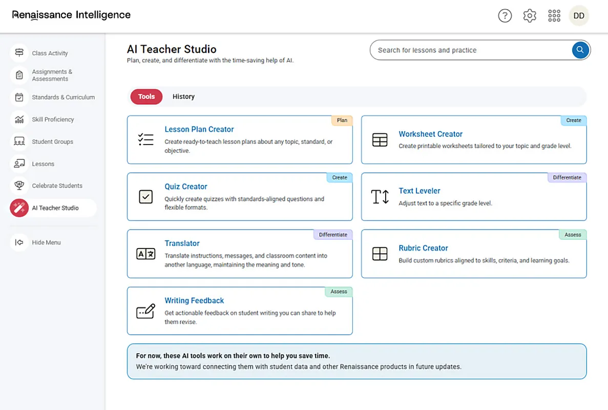 AI designed for classrooms in Renaissance Assessment